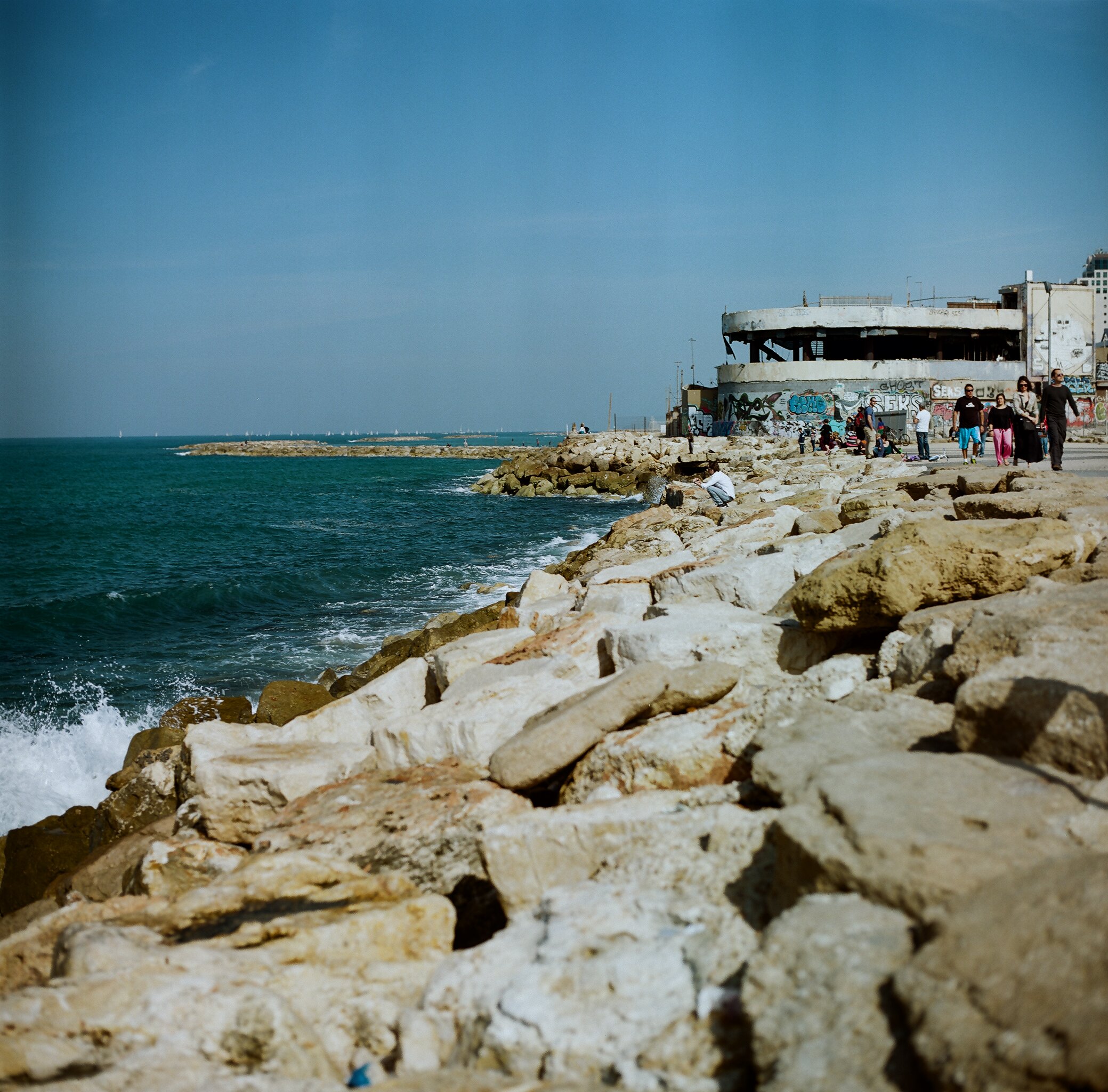 View of the the former Tel Aviv dolphinarium is now the Clara Club, a fashionable club.
